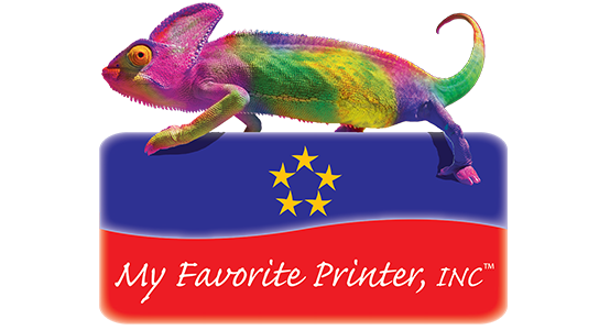 My favorite printer logo, a colorful chameleon